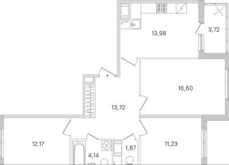 Продаю трехкомнатную квартиру, 75.6 м2, городской посёлок Янино-1