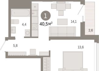 Продажа 1-ком. квартиры, 40.5 м2, Екатеринбург, метро Ботаническая, Мраморская улица, 13