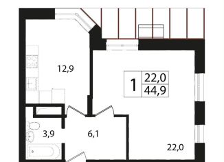 Продаю 1-ком. квартиру, 44.8 м2, Звенигород, 3-й микрорайон, 13