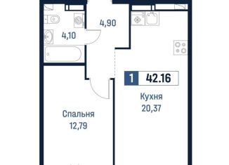 Продается 1-ком. квартира, 42.2 м2, Мурино