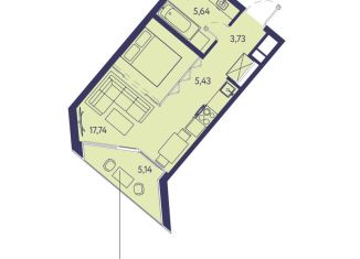 Продажа 1-ком. квартиры, 37.7 м2, посёлок городского типа Ливадия