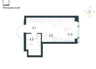 Продажа квартиры студии, 23.1 м2, Москва, метро Раменки, жилой комплекс Левел Мичуринский, к3