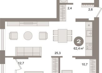 Продается 2-ком. квартира, 62.4 м2, Екатеринбург, метро Уральская, улица Пехотинцев, 2В