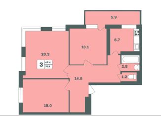 Продаю 3-комнатную квартиру, 76.9 м2, Республика Башкортостан, Дагестанская улица, лит11