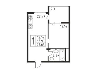 Продается 1-ком. квартира, 46.6 м2, посёлок городского типа Черноморское, Евпаторийская улица