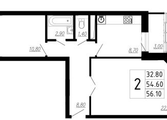 2-ком. квартира на продажу, 56 м2, Звенигород, 3-й микрорайон, 9