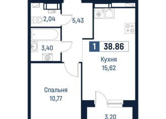 Продается 1-комнатная квартира, 37.3 м2, Мурино