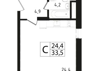 Продам квартиру студию, 33.4 м2, Звенигород, 3-й микрорайон, 13