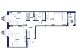 2-ком. квартира на продажу, 65.4 м2, Санкт-Петербург