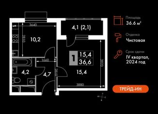 1-ком. квартира на продажу, 36.6 м2, посёлок Развилка, Римский проезд, 7