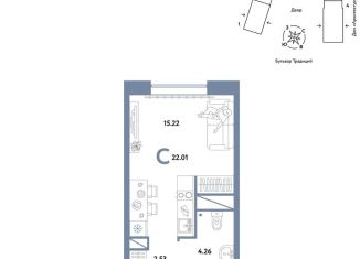 Продам квартиру студию, 22 м2, Тюмень, Калининский округ, улица Новосёлов, 98