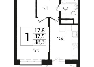 Продам 1-комнатную квартиру, 37.4 м2, Звенигород, 3-й микрорайон, 13