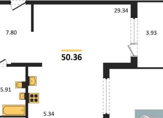 1-комнатная квартира на продажу, 50.4 м2, Воронеж, набережная Чуева, 7, Железнодорожный район