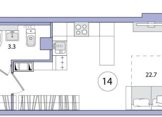 Продается квартира студия, 33.8 м2, Санкт-Петербург, улица Одоевского, 17, муниципальный округ Остров Декабристов