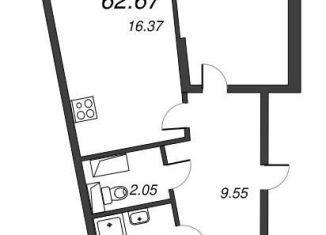 Продажа 2-ком. квартиры, 64.7 м2, Мурино