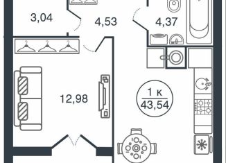 Продам однокомнатную квартиру, 43.5 м2, Тверь