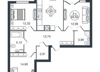 Продаю 3-комнатную квартиру, 84.6 м2, Тверь