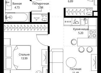 Продаю 1-ком. квартиру, 45.3 м2, Москва, проспект Мира, 186Ас1