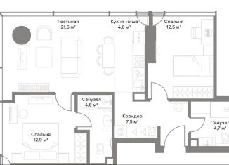 Продается 2-комнатная квартира, 69 м2, Москва, ЖК Слава, Ленинградский проспект, вл8