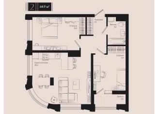 Продается 2-комнатная квартира, 64.9 м2, Краснодар, Прикубанский округ