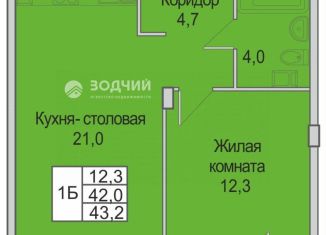 Продаю однокомнатную квартиру, 43.2 м2, Чувашия, Зелёный бульвар, 3А