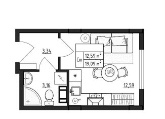 Продается квартира студия, 19 м2, Ленинградская область