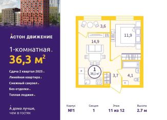 Продажа 1-ком. квартиры, 36.3 м2, Екатеринбург, метро Уральская, Проходной переулок, 1А