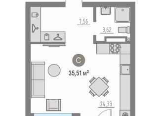 Продаю квартиру студию, 41.2 м2, село Кулаково