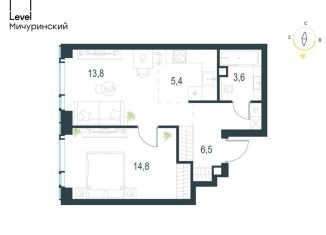 Продаю 2-комнатную квартиру, 44.1 м2, Москва, метро Мичуринский проспект, жилой комплекс Левел Мичуринский, к3