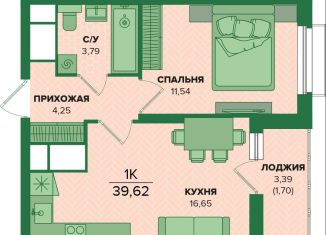 Продам 1-комнатную квартиру, 39.6 м2, 