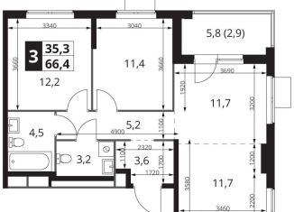 2-ком. квартира на продажу, 66.4 м2, Москва, метро Черкизовская