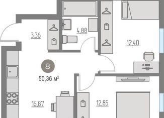 Продам 2-ком. квартиру, 50.4 м2, Тюменская область