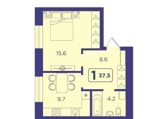 1-комнатная квартира на продажу, 37.5 м2, Тюмень, ЖК Кватро, Дамбовская улица, 25к1