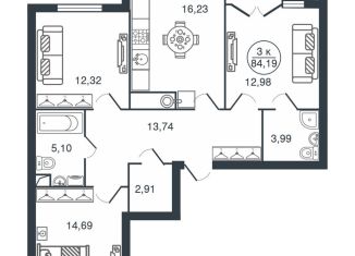 Продается 3-комнатная квартира, 84.2 м2, Тверь