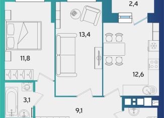 Продаю 2-комнатную квартиру, 54.1 м2, Удмуртия, улица Архитектора П.П. Берша, 44