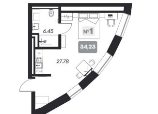 Продам квартиру студию, 34.2 м2, Новосибирск, площадь Карла Маркса