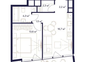 Продается 1-ком. квартира, 42.9 м2, Москва, жилой комплекс Союз, к4, метро Ботанический сад