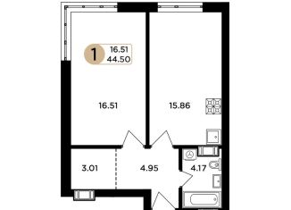 Продаю 1-ком. квартиру, 44.5 м2, Самара, метро Гагаринская