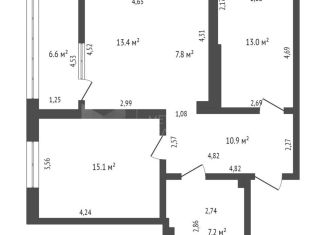 2-ком. квартира на продажу, 74 м2, Тюмень, улица Евгения Войнова, 7