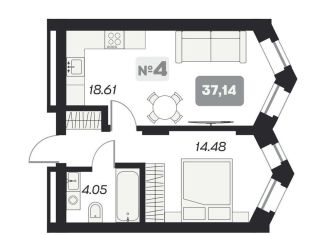 Продам 1-ком. квартиру, 37.1 м2, Новосибирск, площадь Карла Маркса