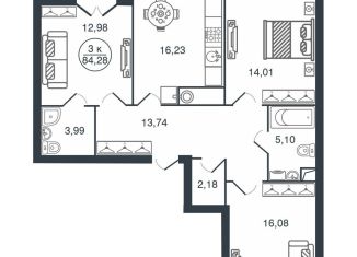 Продажа 3-комнатной квартиры, 84.3 м2, Тверь