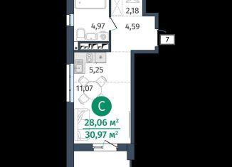 Продаю квартиру студию, 28.1 м2, Тюмень, Центральный округ