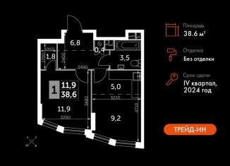 Продам 2-ком. квартиру, 38.6 м2, Москва, метро Нагатинская, Варшавское шоссе, 37к4