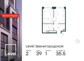 Продам 1-комнатную квартиру, 35.5 м2, Москва, СЗАО, жилой комплекс Левел Звенигородская, к2