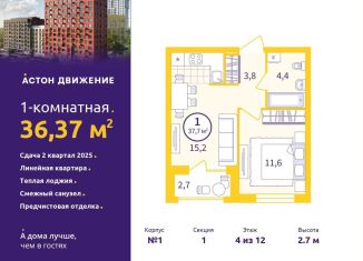 Продается 1-комнатная квартира, 36.4 м2, Свердловская область, Проходной переулок, 1А