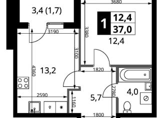 Продаю 1-ком. квартиру, 37 м2, деревня Румянцево, СНТ Гипрохим, 1Ас1