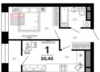 1-ком. квартира на продажу, 30.4 м2, Рязань