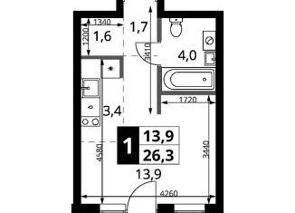 Продам квартиру студию, 26.3 м2, деревня Румянцево, СНТ Гипрохим, 1Ас1