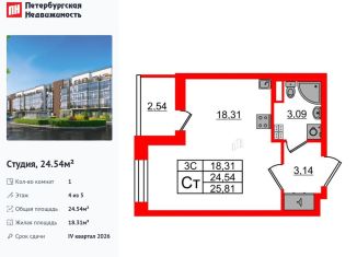 Продаю квартиру студию, 24.5 м2, Санкт-Петербург, Московский район