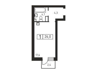 Продажа однокомнатной квартиры, 26 м2, деревня Скотное, Вересковая улица, 3к2